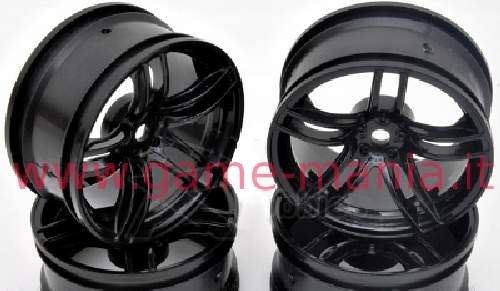 10-spoke black 26mm wheels +3mm offset (4x) for 1:10 cars