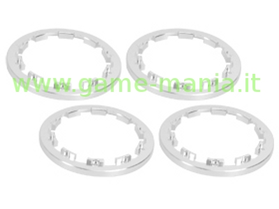 4x Anelli beadlock in alluminio ARGENTO per Tamiya CR-01 3Racing