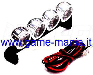 Barra luci tetto 4 fari IN LEGA ARGENTO e LED x scalers by Integy