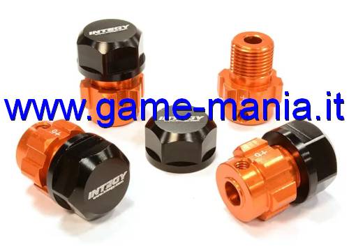 17mm +6 offset orange ALLOY wheel hexes for E-Revo 1:10 by Integy