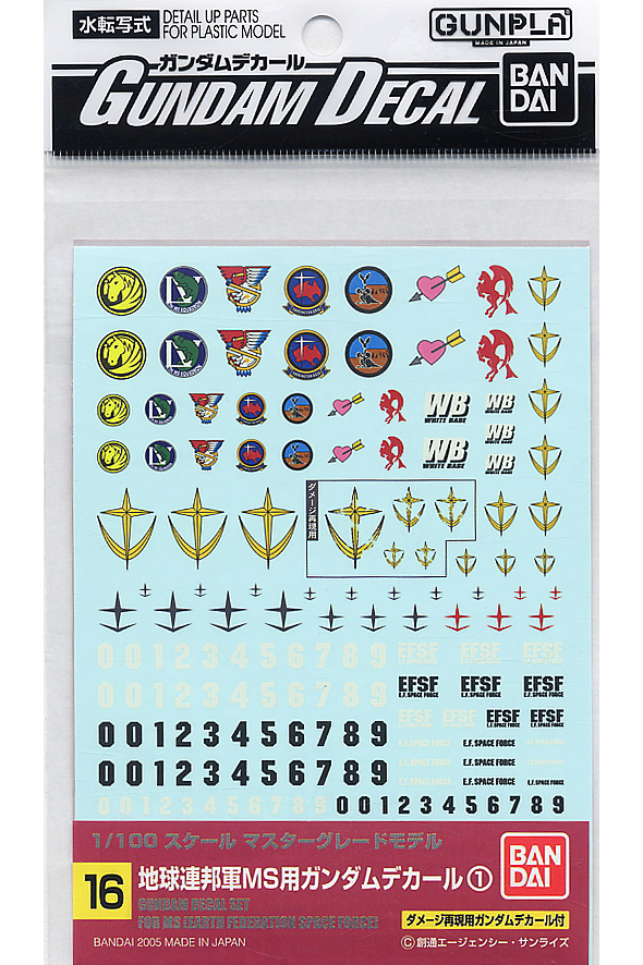 GD-16 decal set Earth Federation Space Force scala 1:100 Bandai