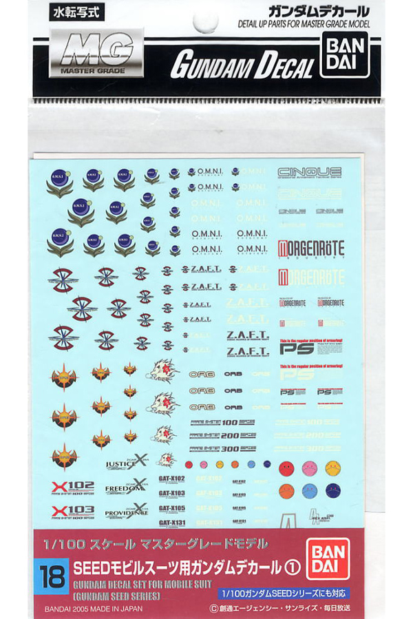 GD-18 decal set serie SEED scala 1:100 by Bandai