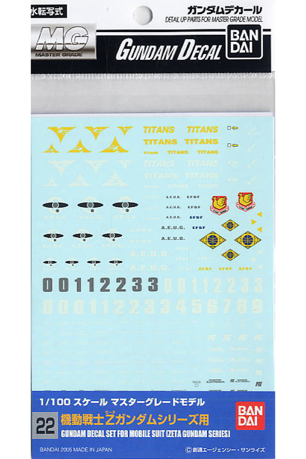 GD-22 decal set serie Zeta scala 1:100 Bandai