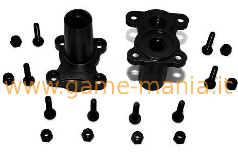 Straight BLACK ALLOY 2x rear hubs for Gmade R1 axles by GPM
