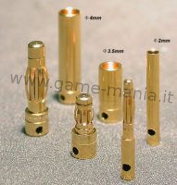 Connettori "bullet" dorati da 4mm (10Maschi + 10Femmine) by HK
