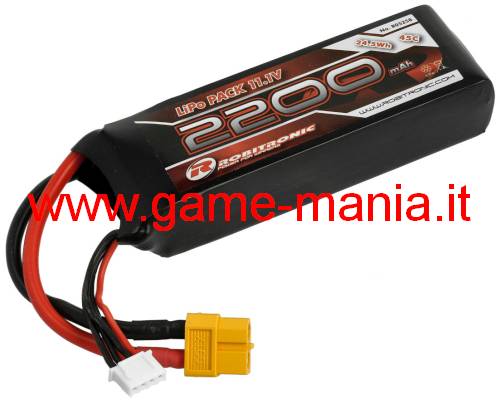 Batteria Lipo 2200Mah 45C 11,1V softcase conn. XT60 by Robitronic