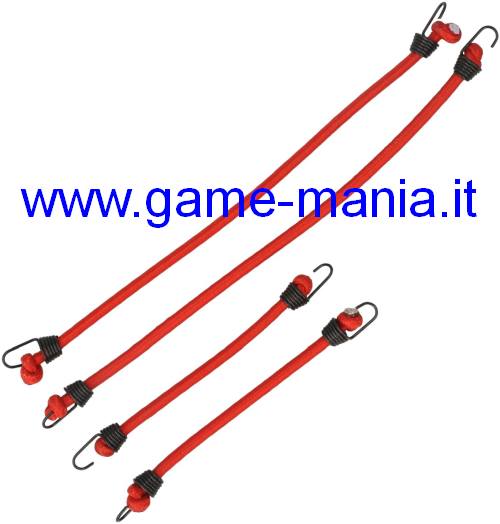 Set 4 corde elastiche rosse con ganci in scala by Robitronic