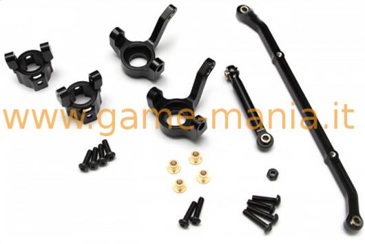 5 degrees toe-in complete BLACK alloy steering upgrade set for SCX-10 by GPM