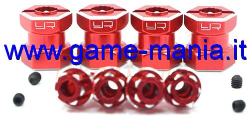 +15mm RED wheel wideners (x4) for 12mm hexes by Yeah Racing