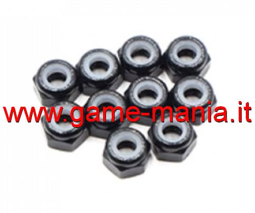 3mm BLACK anodized aluminium flanged nylock nuts (10x) by X-Grip